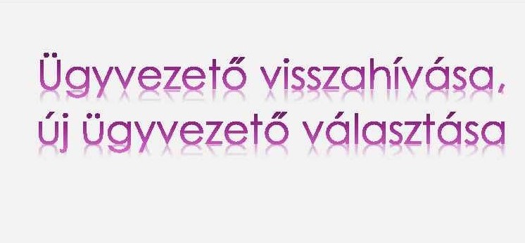 Ügyvezető visszahívása, új ügyvezető választása